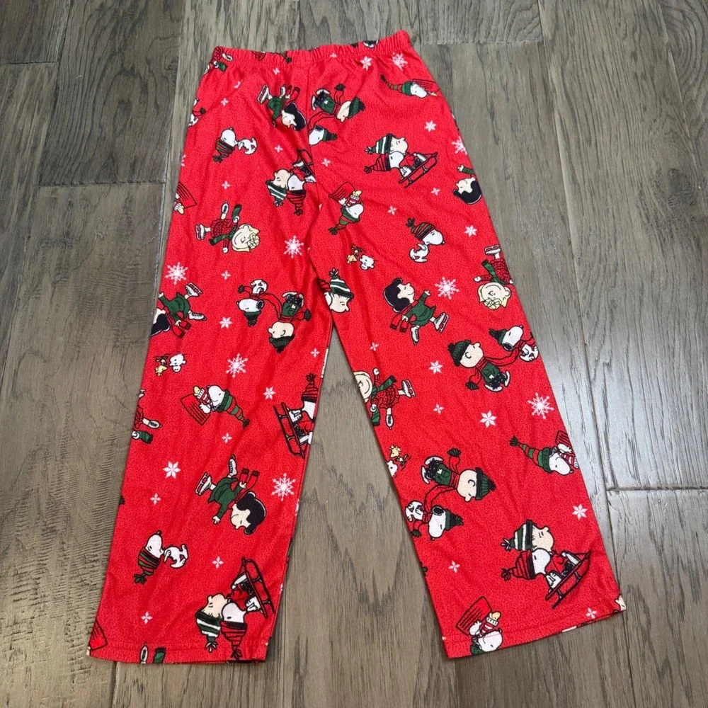 Kids Peanuts Snoopy Charlie Brown Christmas Pajama Set Size 8 Flame Resistant‎
